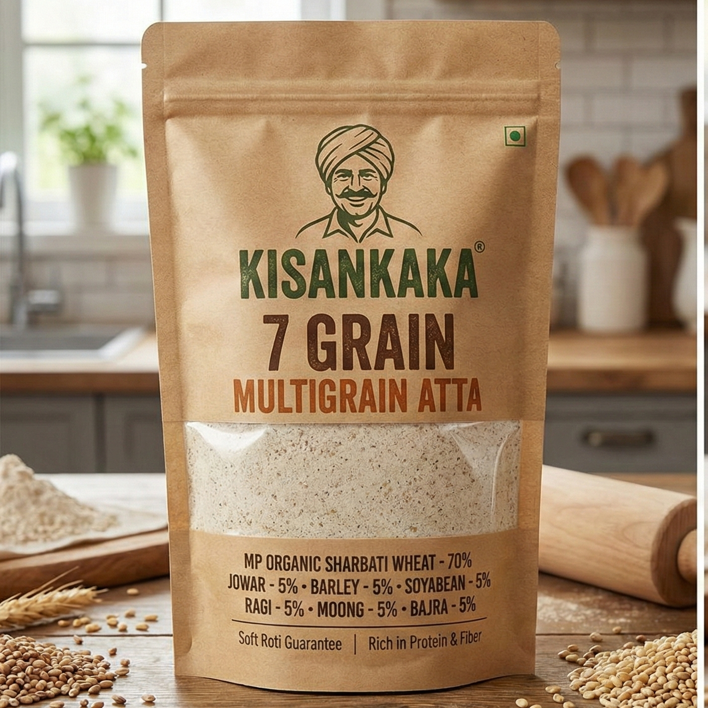 Kisankaka 7 Grain Multigrain Atta package