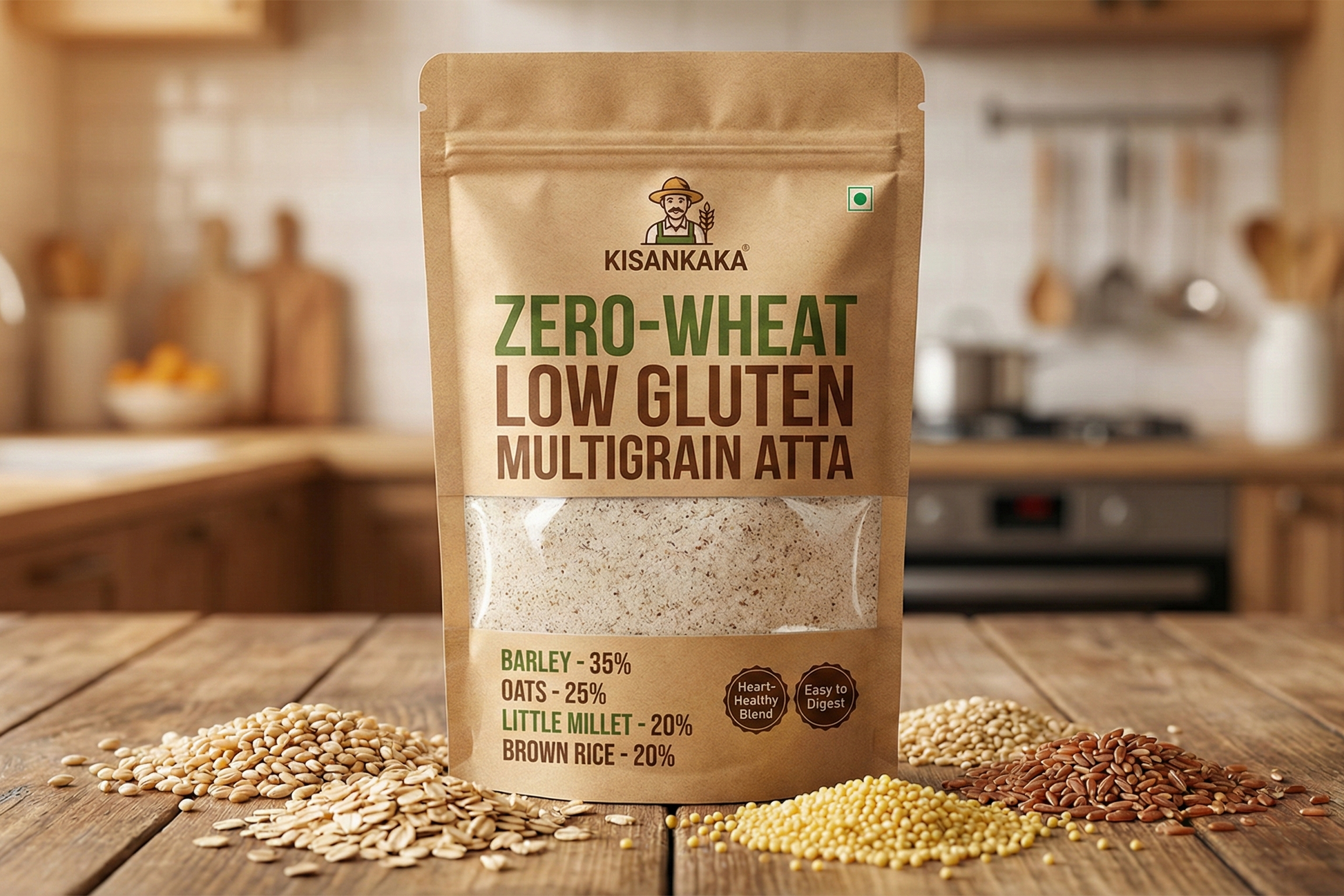 Kisankaka Zero-Wheat Low Gluten Multigrain Atta 