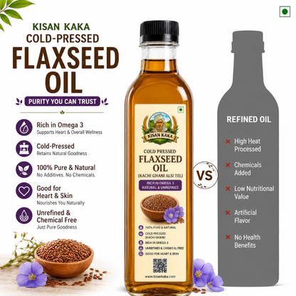 Cold Pressed Flaxseed Oil (Kachi Ghani Alsi Tel)